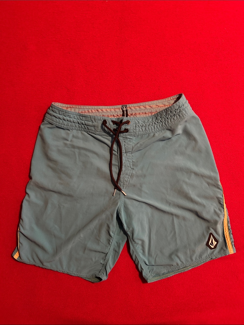 Volcom Turquoise Boardshorts with Yellow Trim
